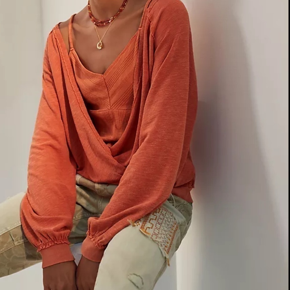 Athropologie Pilcro Orange L/S Crossover Size S